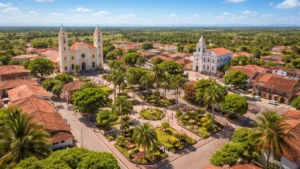 Imagem realista da arquitetura e praças de Itaiçaba, ideal para contabilidade em itaicaba com charme histórico local.