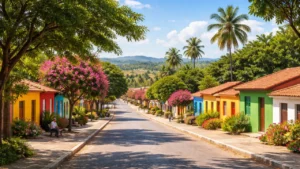 Vista realista de Morada Nova com ruas arborizadas, ideal para contabilidade em morada nova e serviços locais.