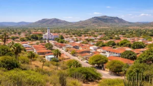 Paisagem urbana com vegetação típica do semiárido, ideal para contabilidade em Ocara, Ceará, sem pessoas visíveis