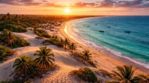 Paisagem natural com praia e dunas representando contabilidade em Paracuru de forma realista e sem pessoas