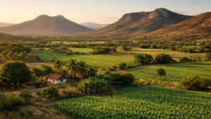 Paisagem natural de Senador Pompeu com plantações e serras, ideal para contabilidade em Senador Pompeu.
