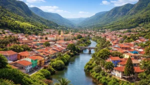 Paisagem natural de Tianguá com montanhas e rio, ideal para contabilidade em Tianguá, destacando a beleza veneziana da cidade.